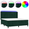 vidaXL Boxspring met matras en LED fluweel donkergroen 180x200 cm