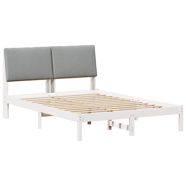 vidaXL Bedframe Wit en lichtgrijs 140 x 190 cm Massief grenenhout