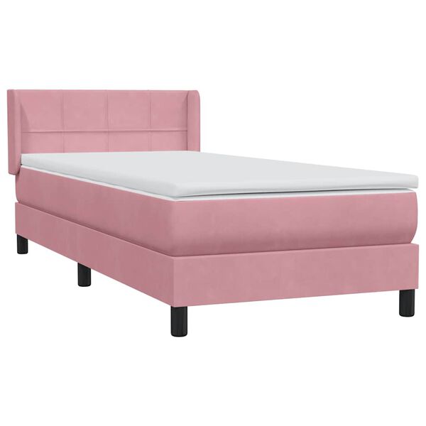 vidaXL Boxspring met matras fluweel roze 80x220 cm