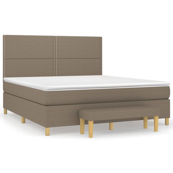 vidaXL Boxspring met matras stof taupe 180x200 cm
