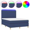 vidaXL Boxspring met matras en LED stof blauw 140x190 cm