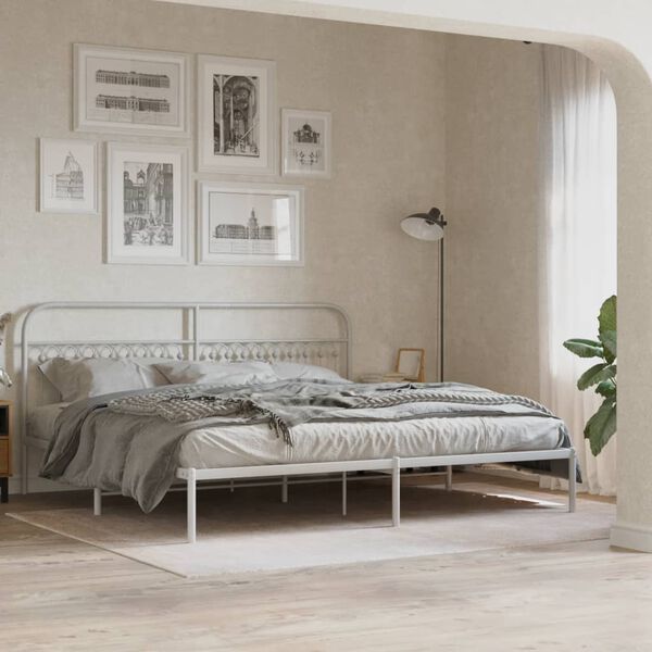 vidaXL Bedframe met hoofdbord metaal wit 193x203 cm
