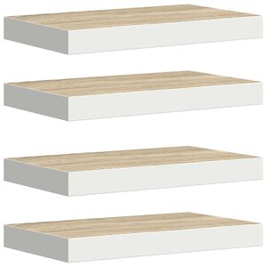 vidaXL Wandschappen zwevend 4 st 50x23x3,8 cm MDF eikenkleurig en wit