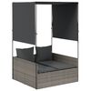 vidaXL Ligbed tweepersoons met dak en gordijn poly rattan grijs