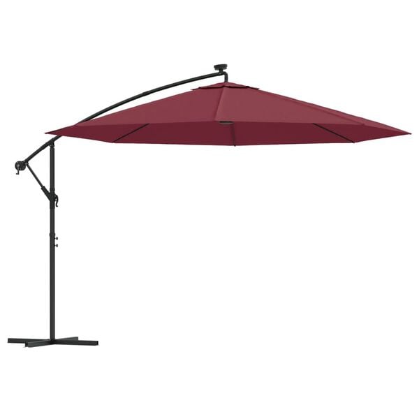 vidaXL Zweefparasol met LED-verlichting 350 cm bordeauxrood