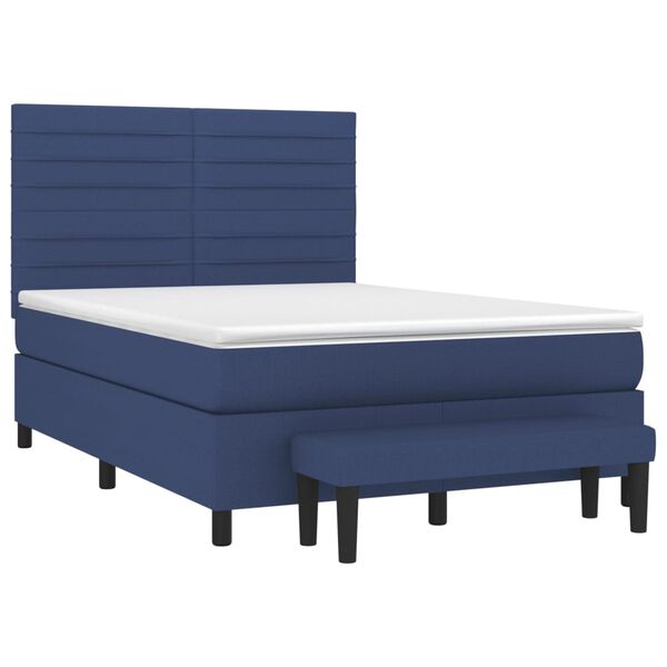 vidaXL Boxspring met matras stof blauw 140x200 cm