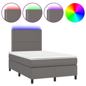 vidaXL Boxspring met matras en LED kunstleer grijs 120x200 cm