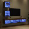 vidaXL TV Wand Eenheden met LED 5 pcs Artisan Eiken Bewerkt hout