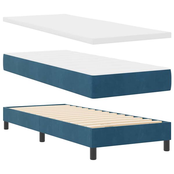 vidaXL Boxspringbed met matras Donkerblauw 200 x 80 cm Polyester