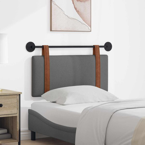 vidaXL Hangend Hoofdeinde Effen Donkergrijs 90 x 55 x 5 cm Antiek PU