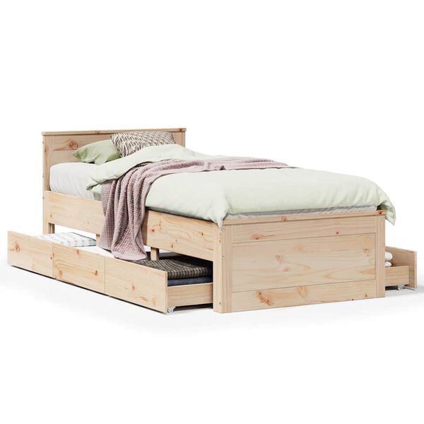 vidaXL Bedframe met hoofdbord zonder matras grenenhout 75x190 cm