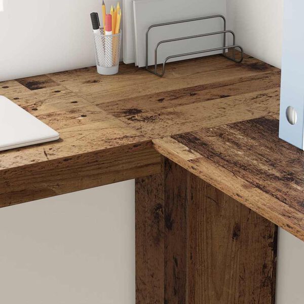 vidaXL Hoekbureau met plank Oud Hout 140 x 113,5 x 75 cm Bewerkt hout