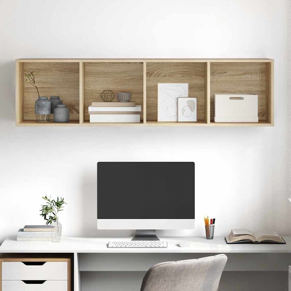 vidaXL Tv-wandmeubel 37x37x142,5 cm bewerkt hout sonoma eikenkleurig