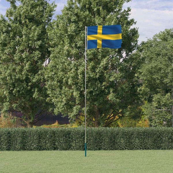 vidaXL Vlag met vlaggenmast Zweden 5,5 m aluminium