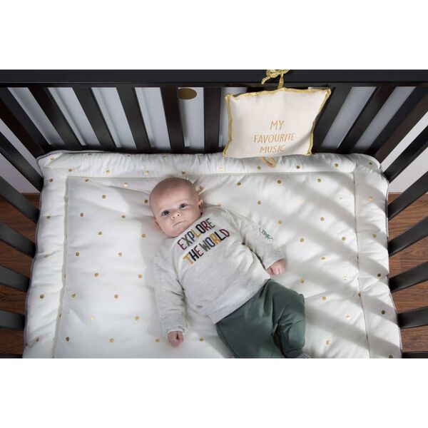 CHILDHOME Boxkleed goudkleurige stippen 95x75 cm jersey