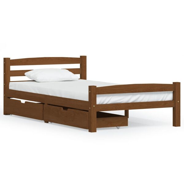 vidaXL Bedframe met 2 lades massief grenenhout honingbruin 100x200 cm