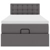 vidaXL Ottoman bed met matrassen en LED's 90x200cm kunstleer grijs
