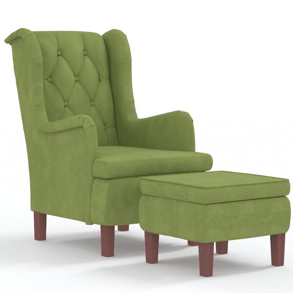 vidaXL Fauteuil met voetenbank fluweel lichtgroen