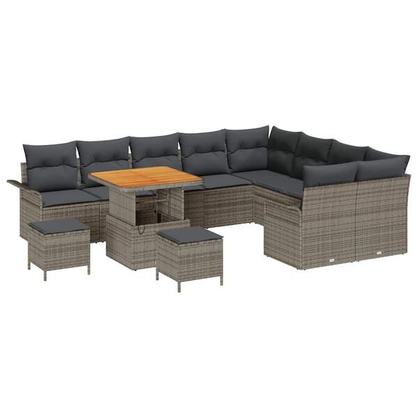 vidaXL Tuin Sofa Set met kussen met opslag met kussen 12 pcs Grijs