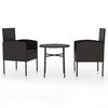 vidaXL 3-delige Tuinset poly rattan zwart