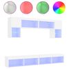 vidaXL 6-delige Tv-wandmeubelset met LED-verlichting bewerkt hout wit