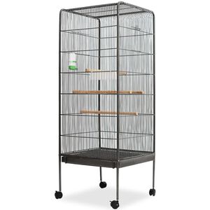vidaXL Vogelkooi 54x54x146 cm staal zwart