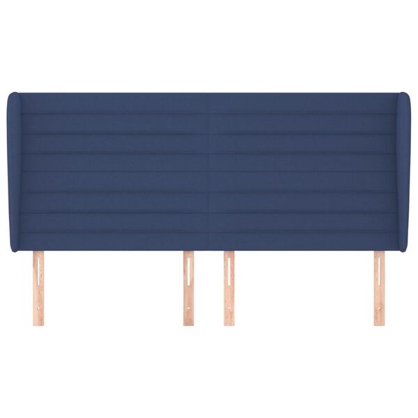 vidaXL Hoofdbord met randen 183x23x118/128 cm stof blauw
