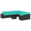 vidaXL 11-delige tuinbankset met kussens, zwart polyrotan
