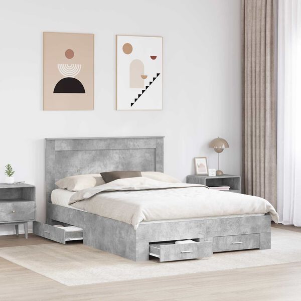 vidaXL Bedframe met lade met hoofdeinde met opslag Bewerkt hout