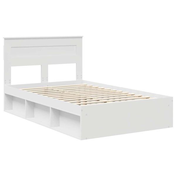 vidaXL Bedframe met hoofdeinde Wit 120 x 190 cm Massief grenenhout