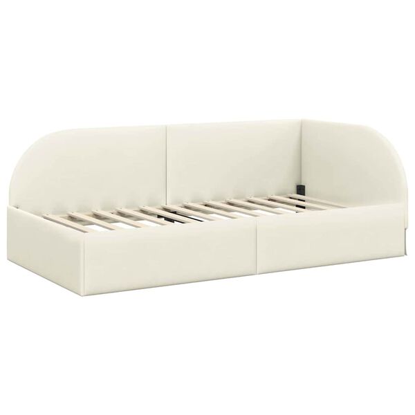 vidaXL Hoekbedframe Cr&egrave;me 80 cm x 200 cm Polyester en multiplex