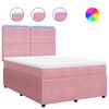 vidaXL Boxspring met matras fluweel roze 140x190 cm