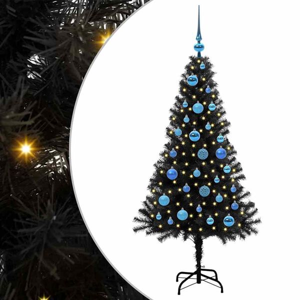 vidaXL Kerstboom met 150 LED met standaard Zwart 150 cm PVC