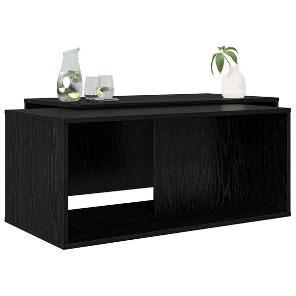 vidaXL Koffietafel Set 2 pcs Zwart Eiken Bewerkt hout