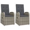 vidaXL Tuinstoelen 2 st verstelbaar met kussens poly rattan grijs