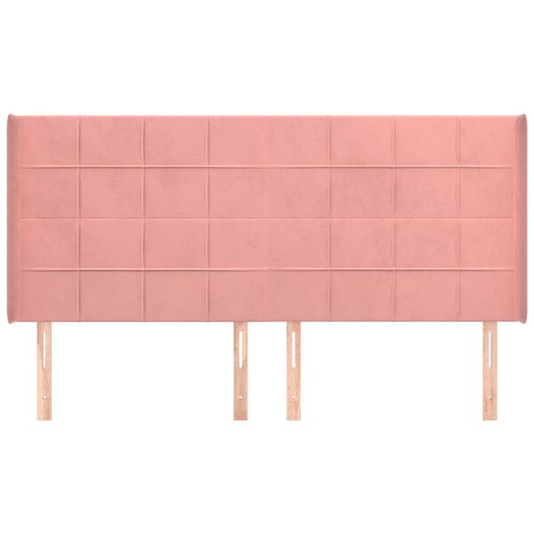 vidaXL Hoofdbord met randen 183x16x118/128 cm fluweel roze