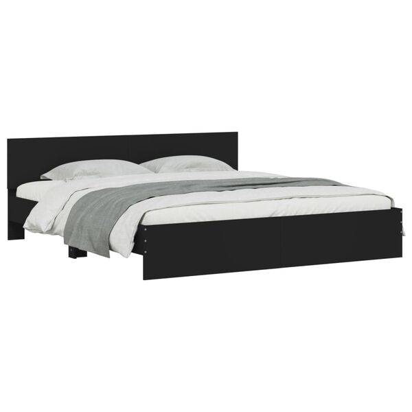 vidaXL Bedframe met hoofdeinde zwart 200x200 cm