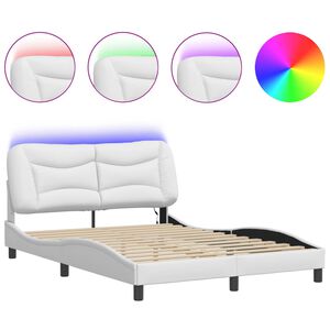 vidaXL Bedframe met LED zonder matras "Hvar" wit 140x190 cm