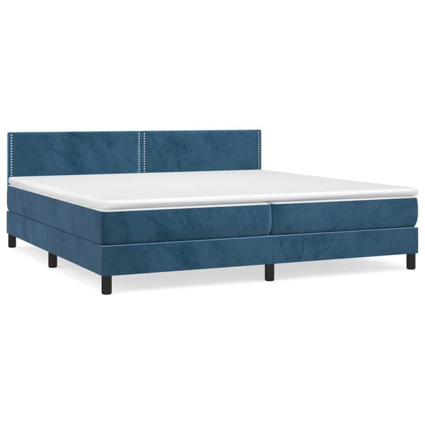 vidaXL Boxspring met matras fluweel donkerblauw 200x200 cm
