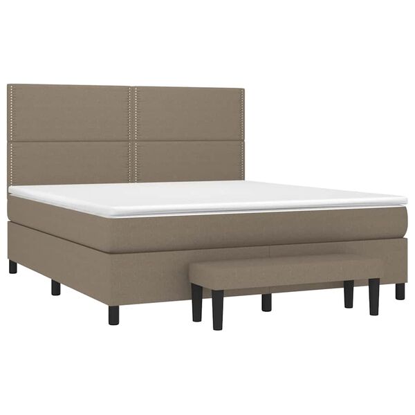 vidaXL Boxspring met matras stof taupe 180x200 cm