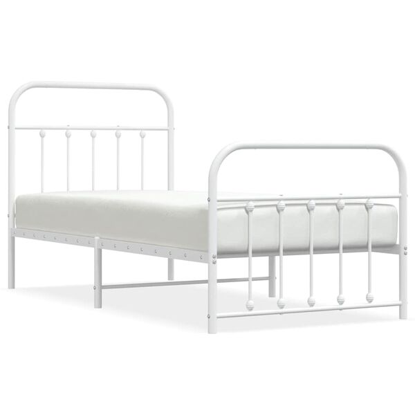 vidaXL Bedframe met hoofd- en voeteneinde metaal wit 90x190 cm