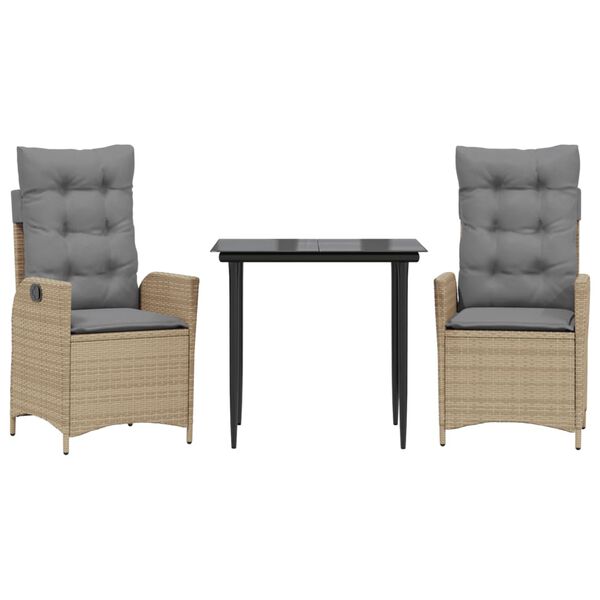 vidaXL 5-delige Tuinset met kussens poly rattan beige