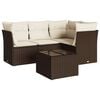 vidaXL 5-delige Loungeset met kussens poly rattan bruin