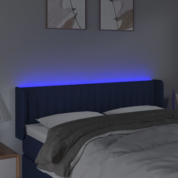 vidaXL Hoofdbord LED 147x16x78/88 cm stof blauw