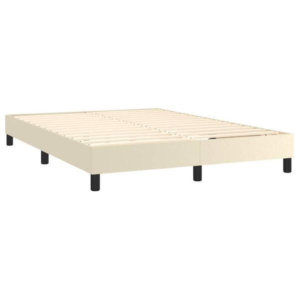 vidaXL Boxspring met matras kunstleer cr&egrave;mekleurig 140x190 cm