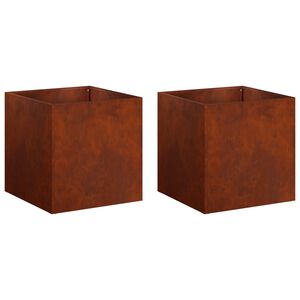 vidaXL Plantenbak 2 st Roestkleurig 20 x 20 x 20 cm weervast staal
