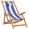 vidaXL Strandstroelen 2st inklapbaar stof en massief hout blauw en wit