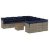 vidaXL 12-delige Loungeset met kussens poly rattan grijs