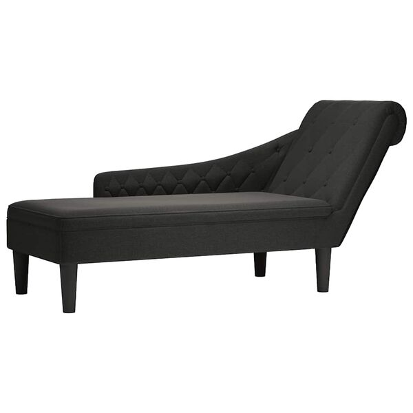 vidaXL Chaise longue met kussen en rechterarmleuning stof zwart