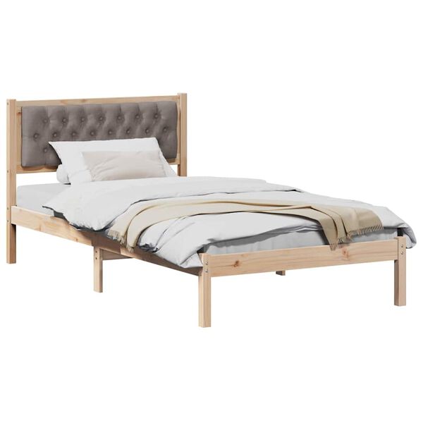 vidaXL Bedframe met hoofdeinde Taupe 100 x 200 cm Massief grenenhout